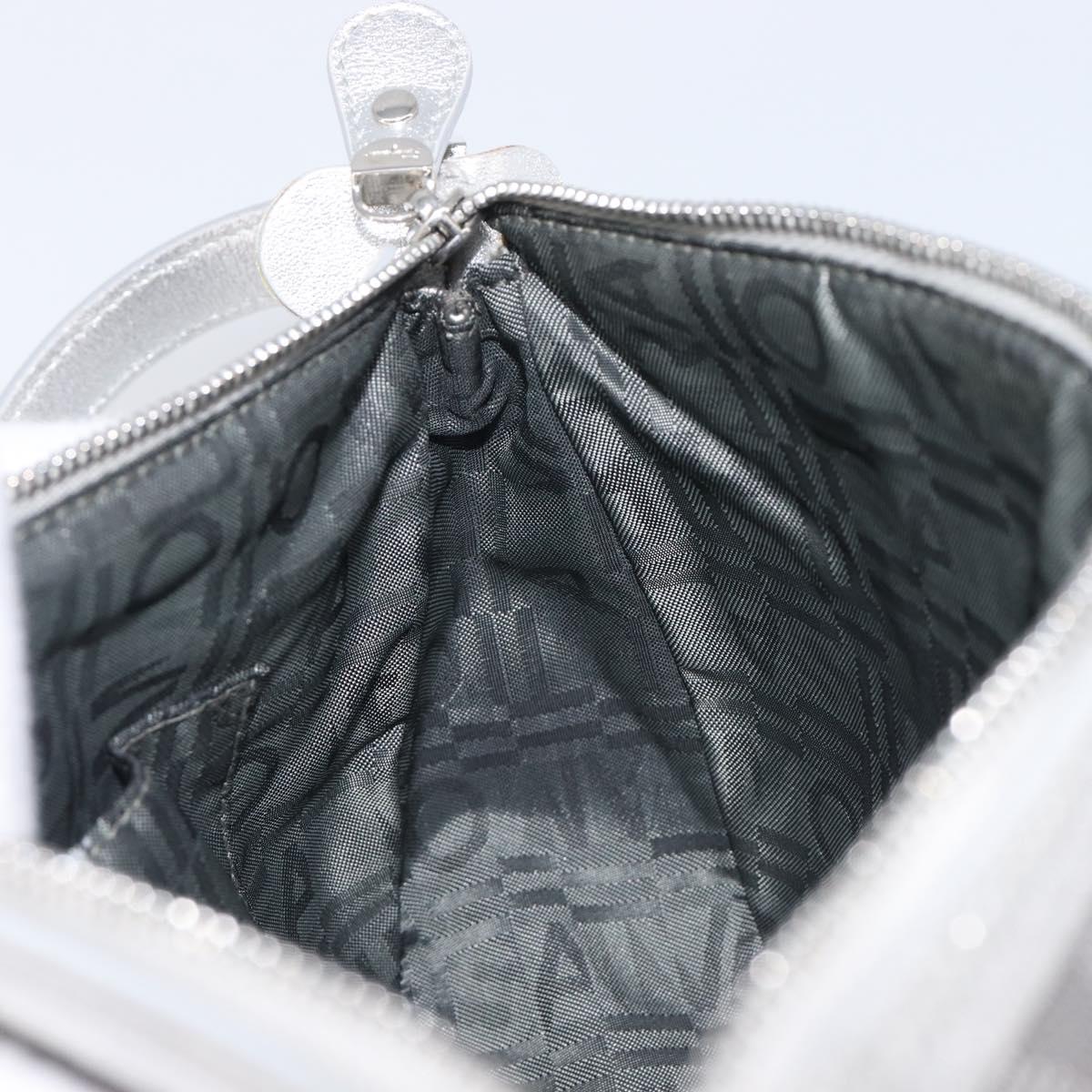 Salvatore Ferragamo Gancini Hand Bag Leather Silver Auth BA16577A