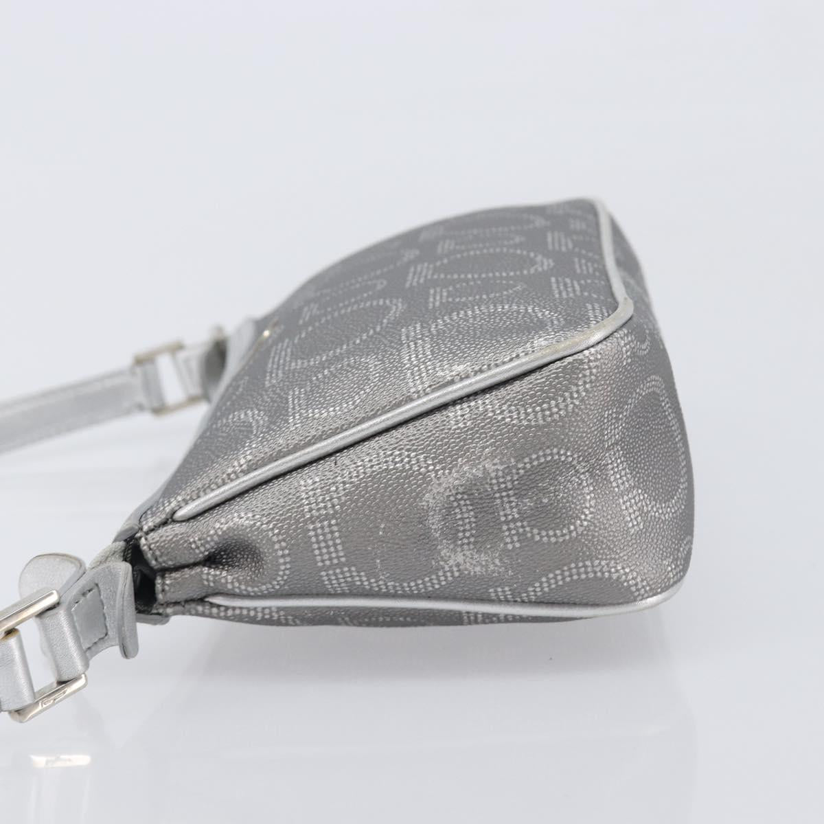 Salvatore Ferragamo Gancini Hand Bag Leather Silver Auth BA16577A