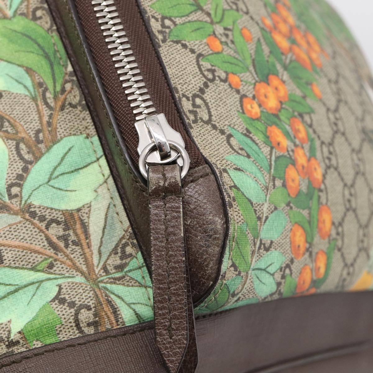 GUCCI GG Supreme Tian Backpack PVC Beige Silver 428027 Auth BA16579V