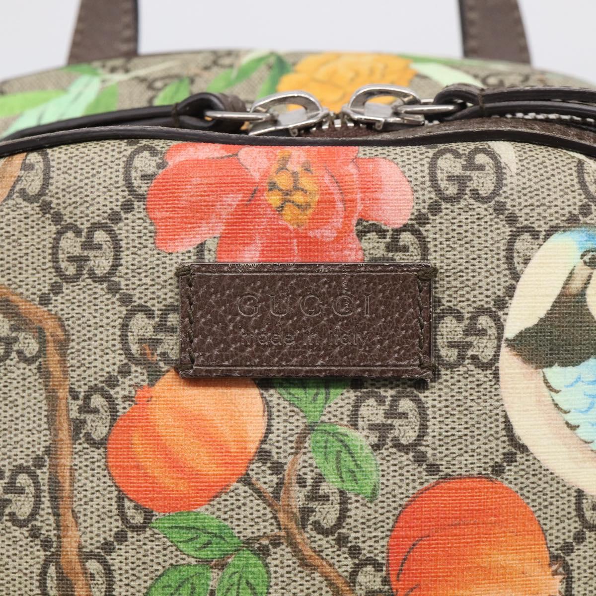 GUCCI GG Supreme Tian Backpack PVC Beige Silver 428027 Auth BA16579V