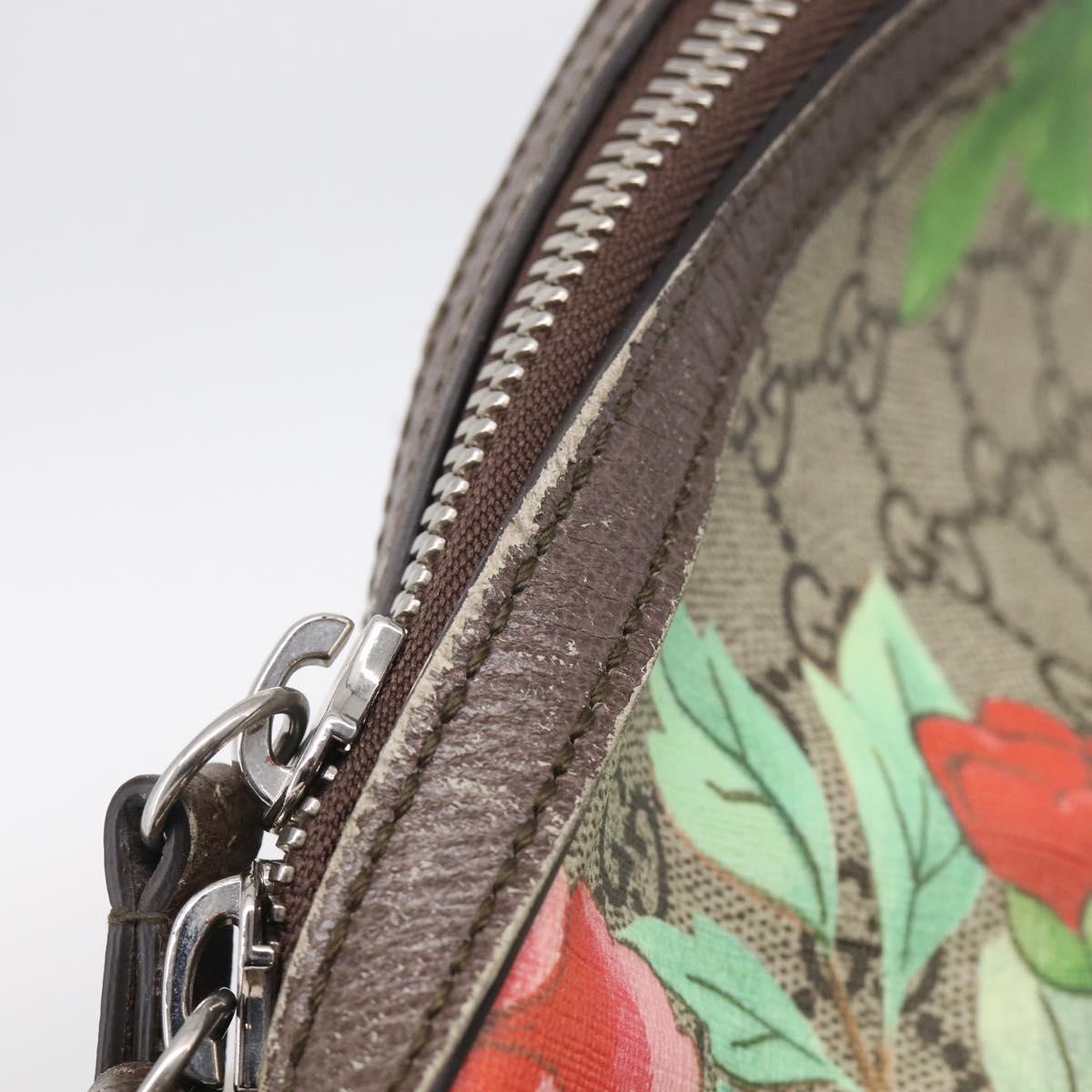 GUCCI GG Supreme Tian Backpack PVC Beige Silver 428027 Auth BA16579V