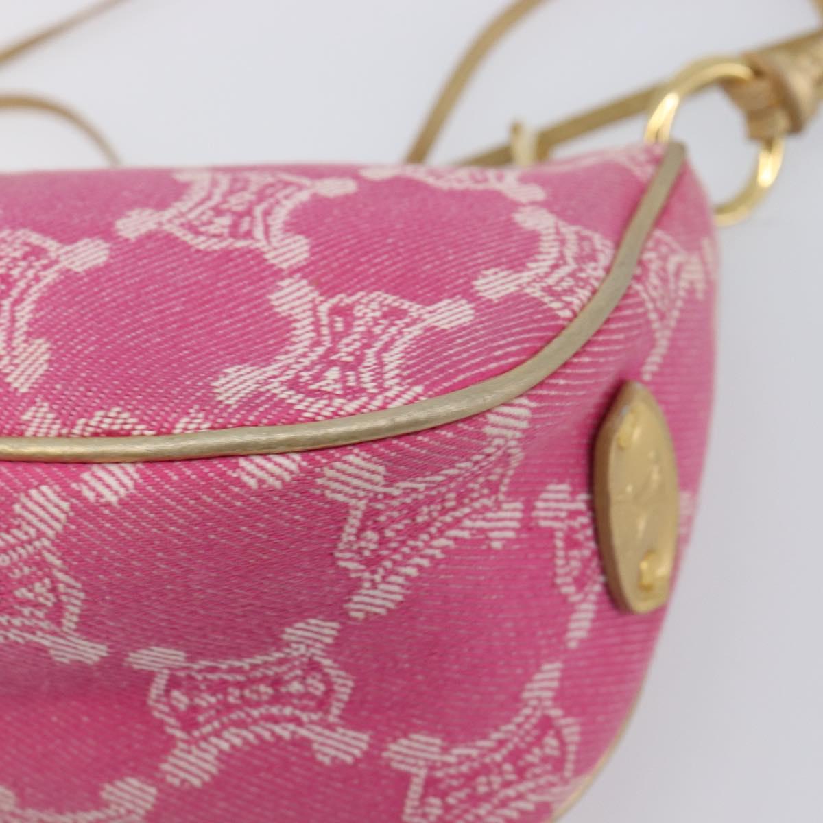 CELINE Macadam Hand Bag Canvas Pink Gold Tone Auth BA16581A