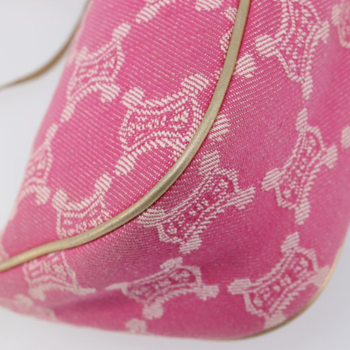 CELINE Macadam Hand Bag Canvas Pink Gold Tone Auth BA16581A