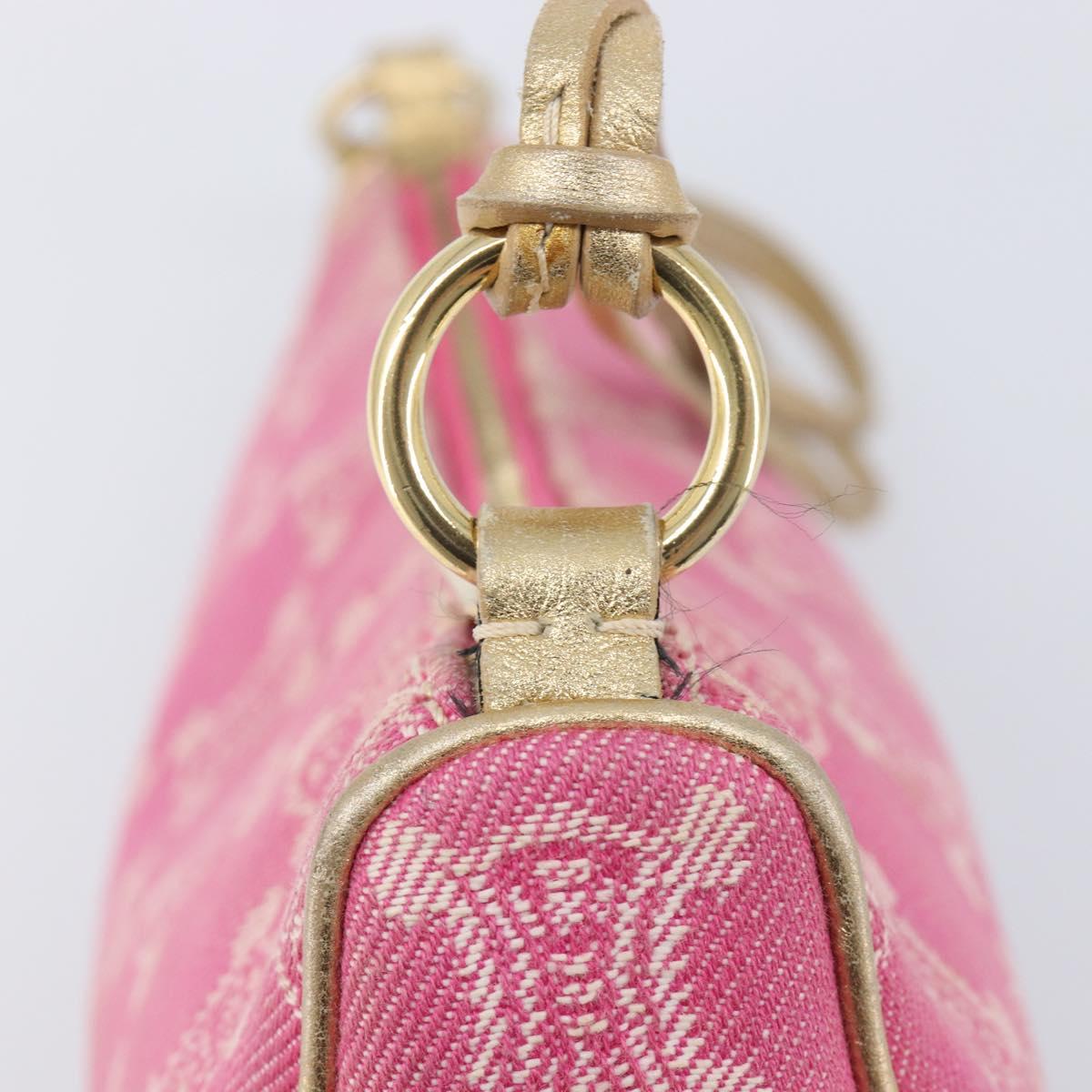 CELINE Macadam Hand Bag Canvas Pink Gold Tone Auth BA16581A