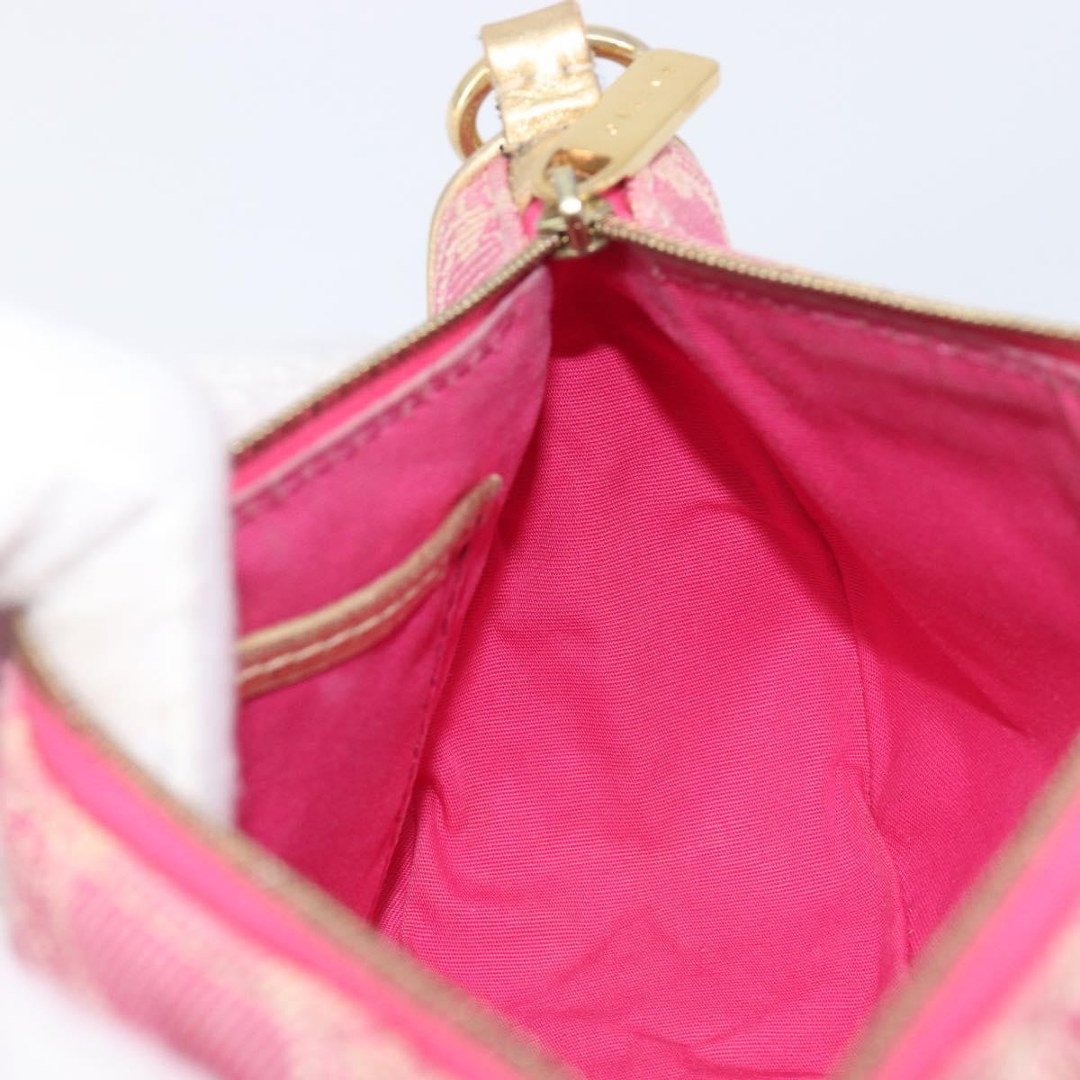 CELINE Macadam Hand Bag Canvas Pink Gold Tone Auth BA16581A