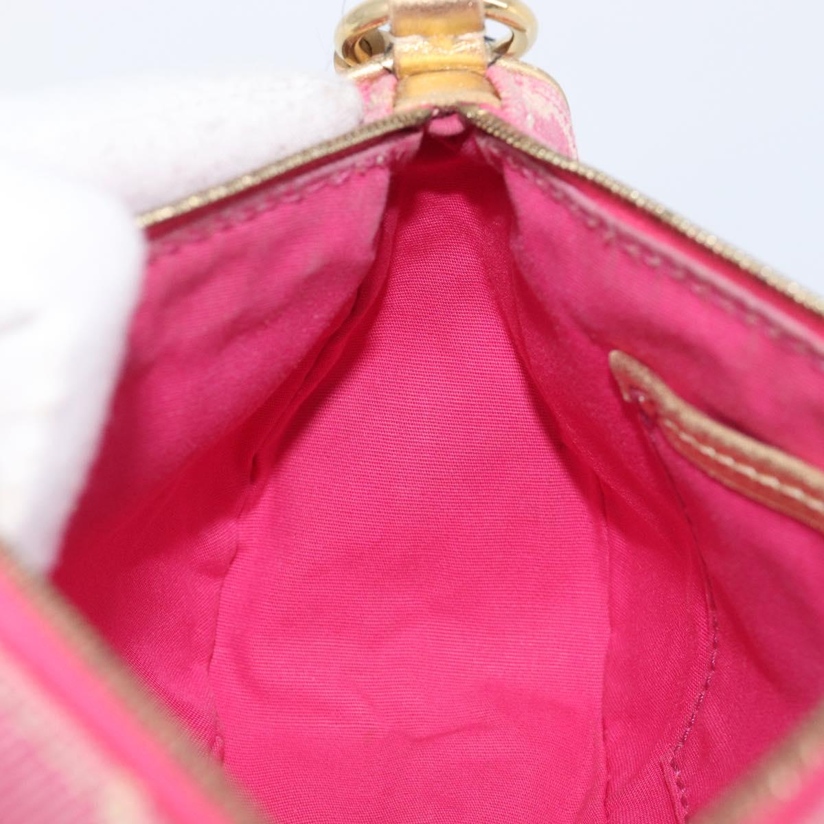 CELINE Macadam Hand Bag Canvas Pink Gold Tone Auth BA16581A