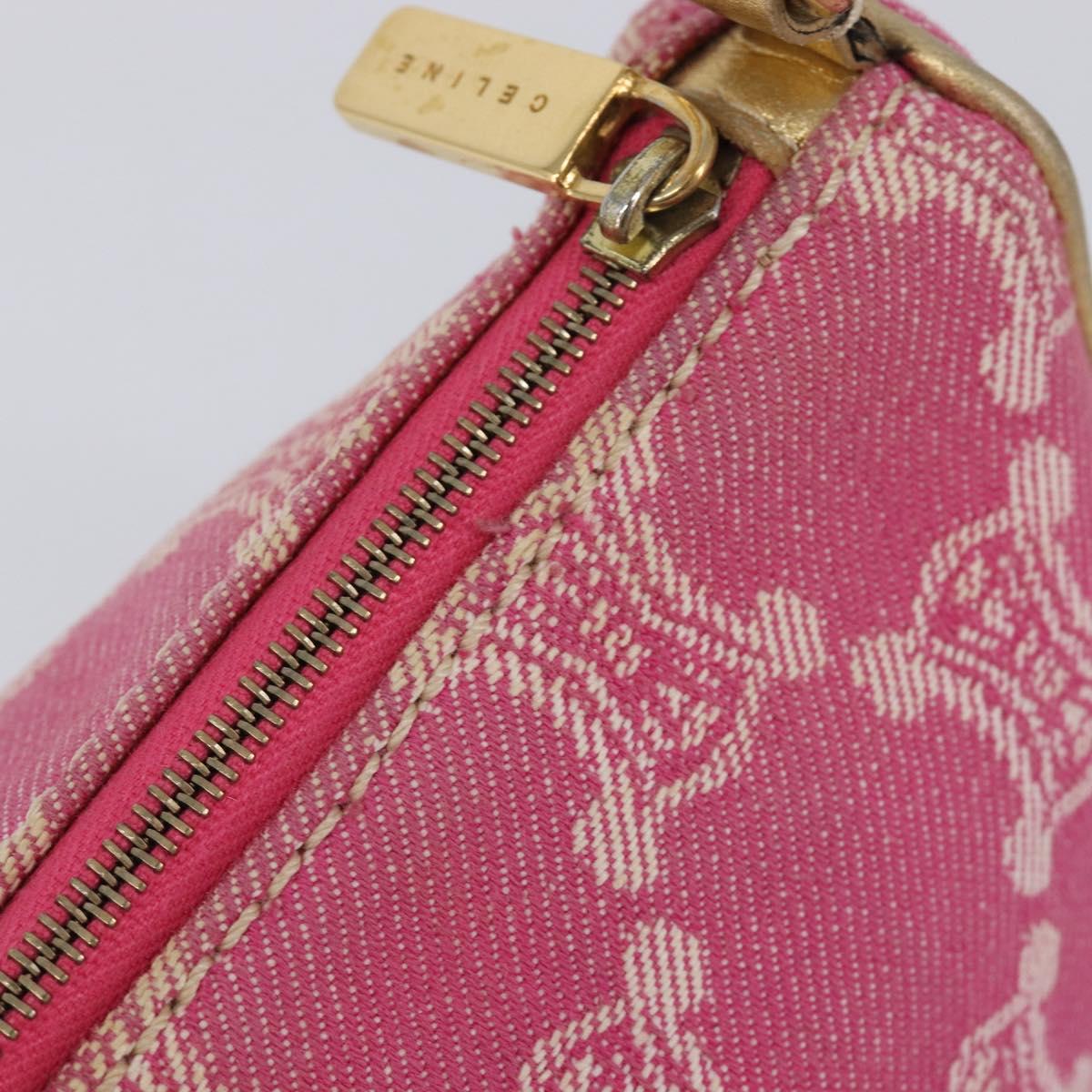 CELINE Macadam Hand Bag Canvas Pink Gold Tone Auth BA16581A