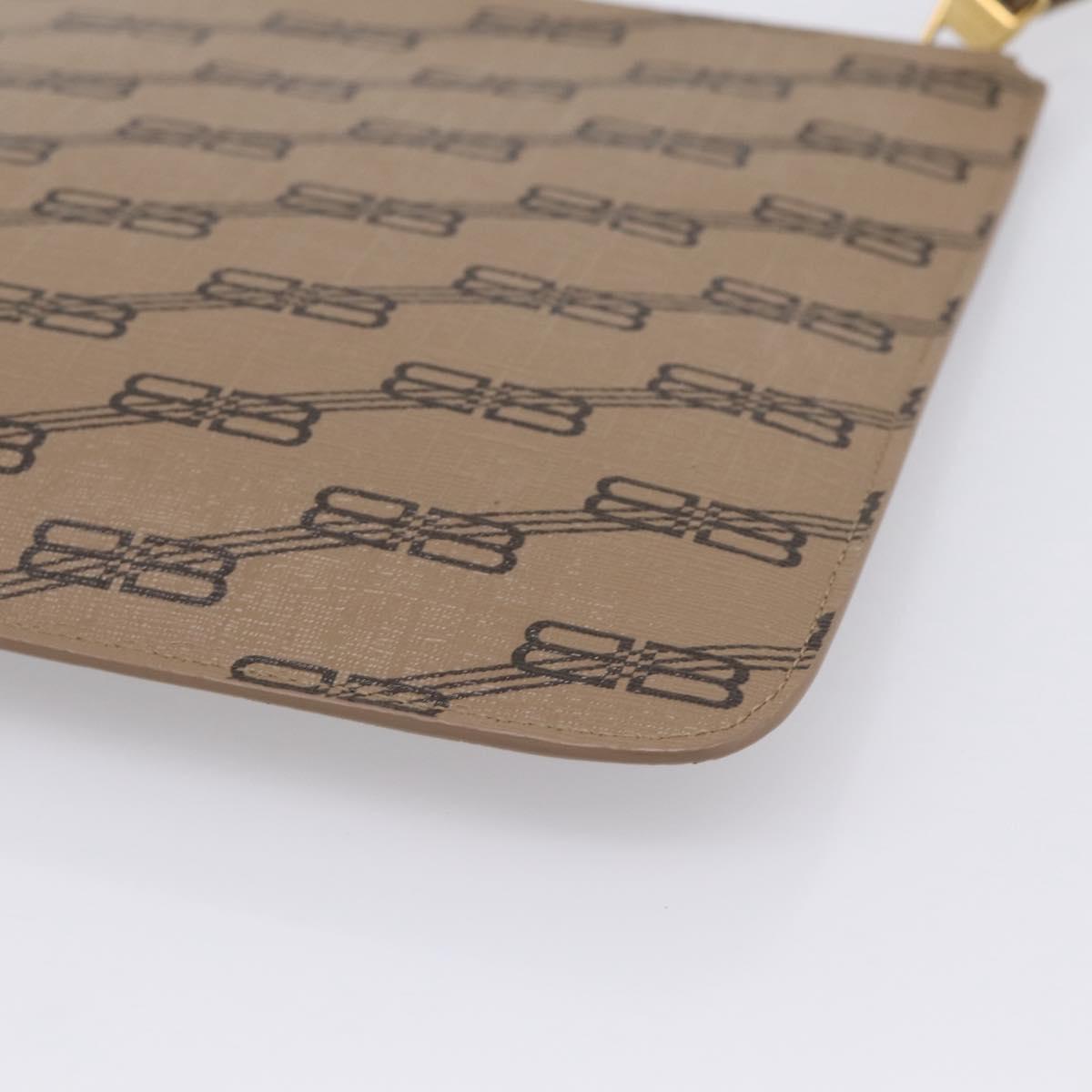 Balenciaga BB Monogram Clutch Bag PVC Leather Beige Gold 702627 Auth BA16586A