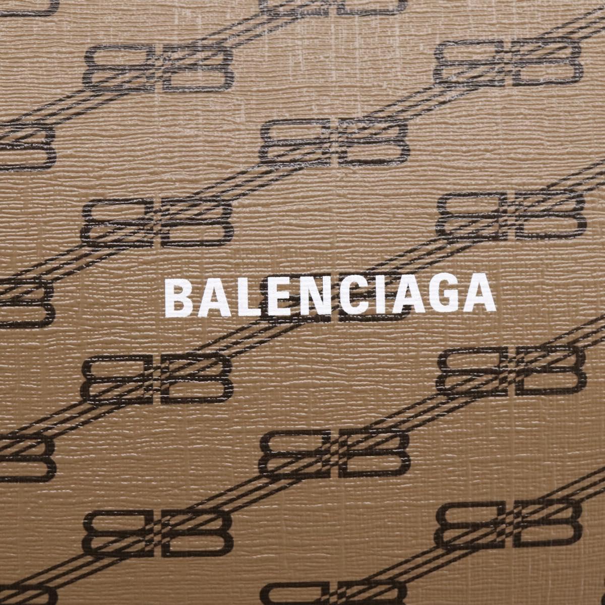 Balenciaga BB Monogram Clutch Bag PVC Leather Beige Gold 702627 Auth BA16586A