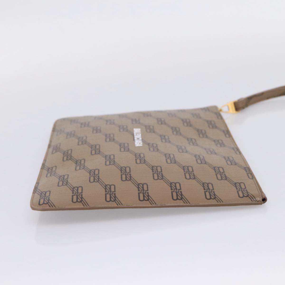 Balenciaga BB Monogram Clutch Bag PVC Leather Beige Gold 702627 Auth BA16586A