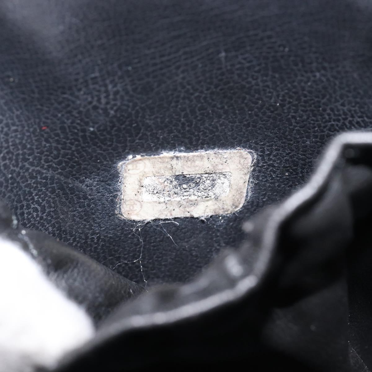 CHANEL COCO Mark Cosmetic Pouch patent Black Gold Tone CC Auth BA16589