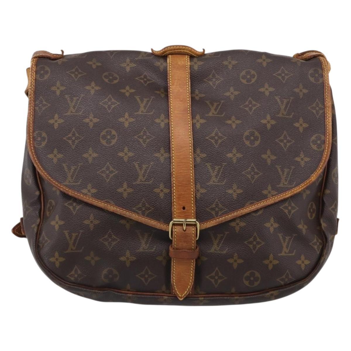 LOUIS VUITTON Monogram Saumur 35 Shoulder Bag M42254 LV Auth BA16591