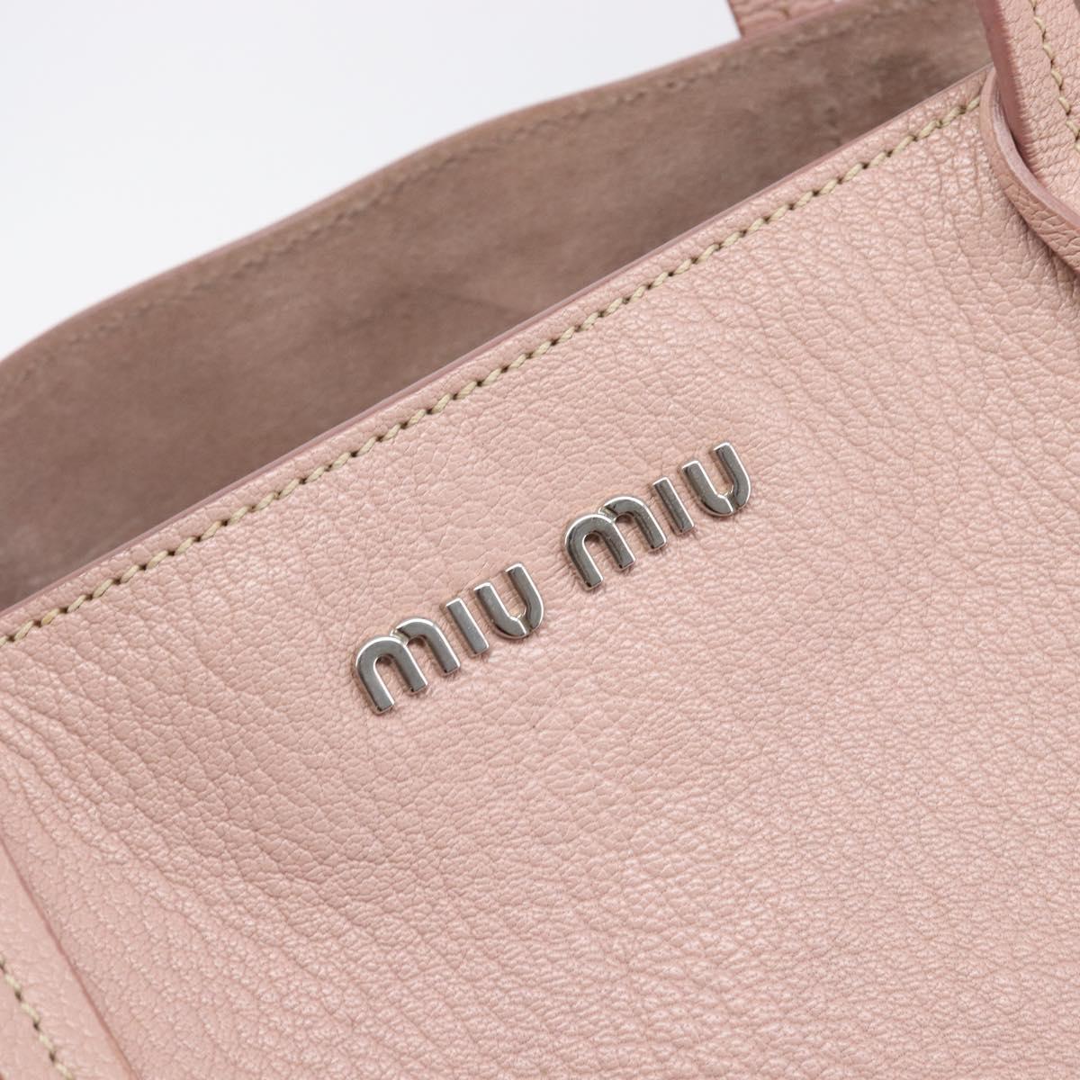 Miu Miu Tote Bag Leather Pink Silver Auth BA16593