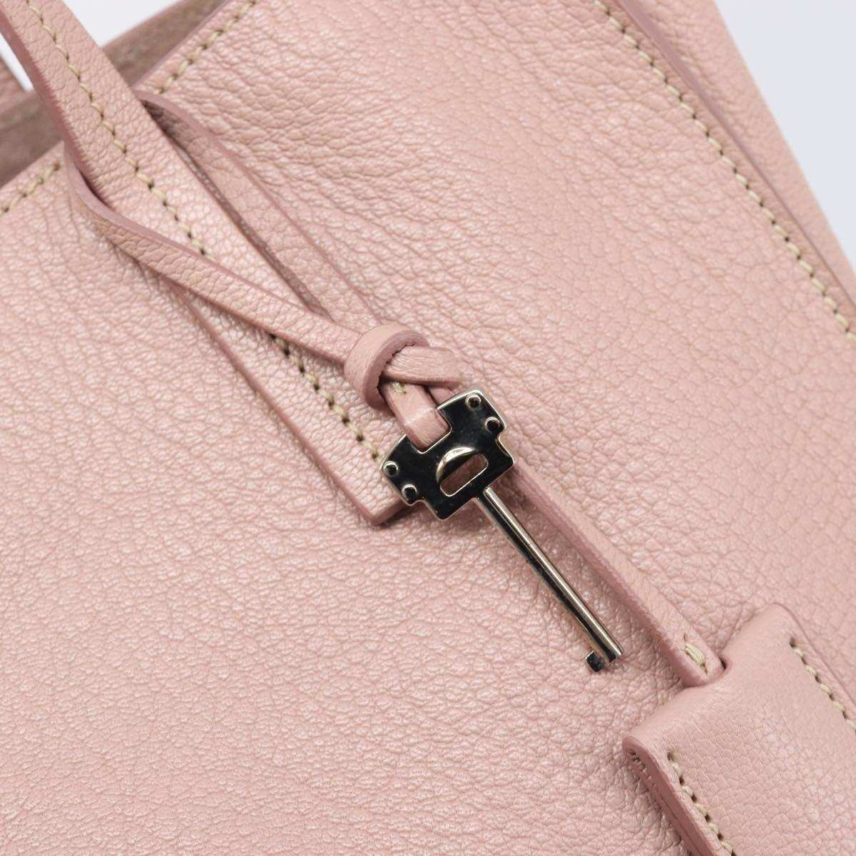 Miu Miu Tote Bag Leather Pink Silver Auth BA16593