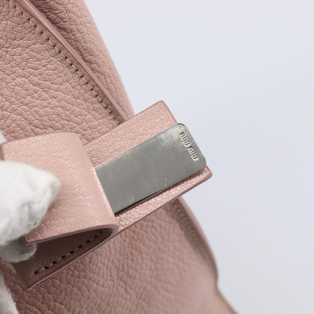 Miu Miu Tote Bag Leather Pink Silver Auth BA16593