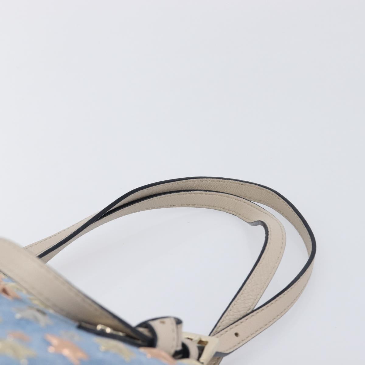 Jimmy Choo Tote Bag Denim Blue Gold Tone Auth BA16594A