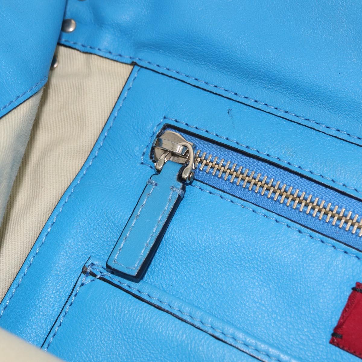 Valentino Rock Studs Tote Bag Leather 2way Blue Gold Tone Auth BA16595A