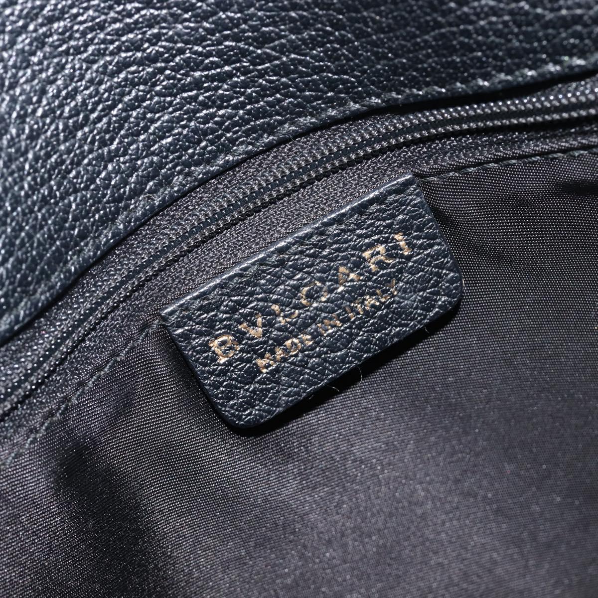 BVLGARI Parentesi Tote Bag Leather Black Gold Tone Auth BA16598V