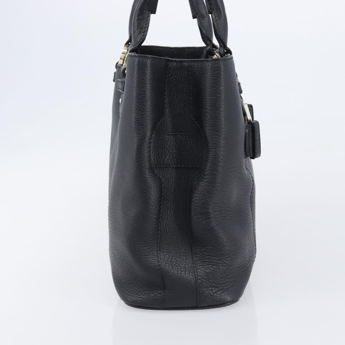 BVLGARI Parentesi Tote Bag Leather Black Gold Tone Auth BA16598V