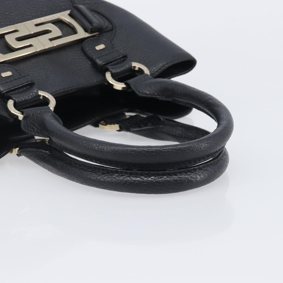 BVLGARI Parentesi Tote Bag Leather Black Gold Tone Auth BA16598V