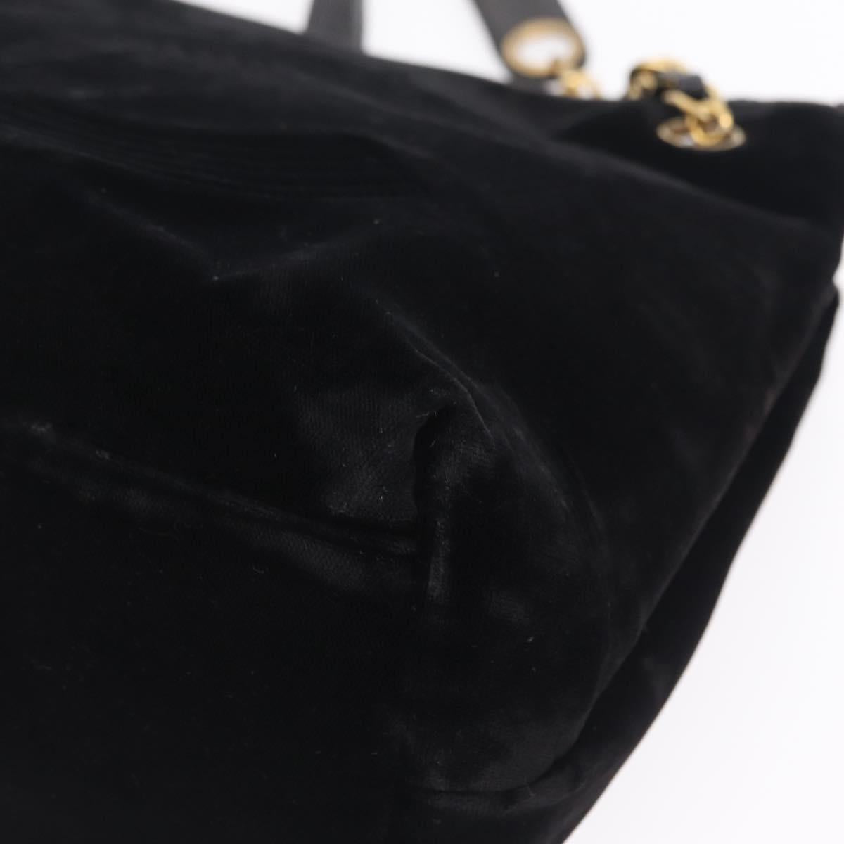 CHANEL COCO Mark Chain Shoulder Bag Velor Black Gold Tone CC Auth BA16599A
