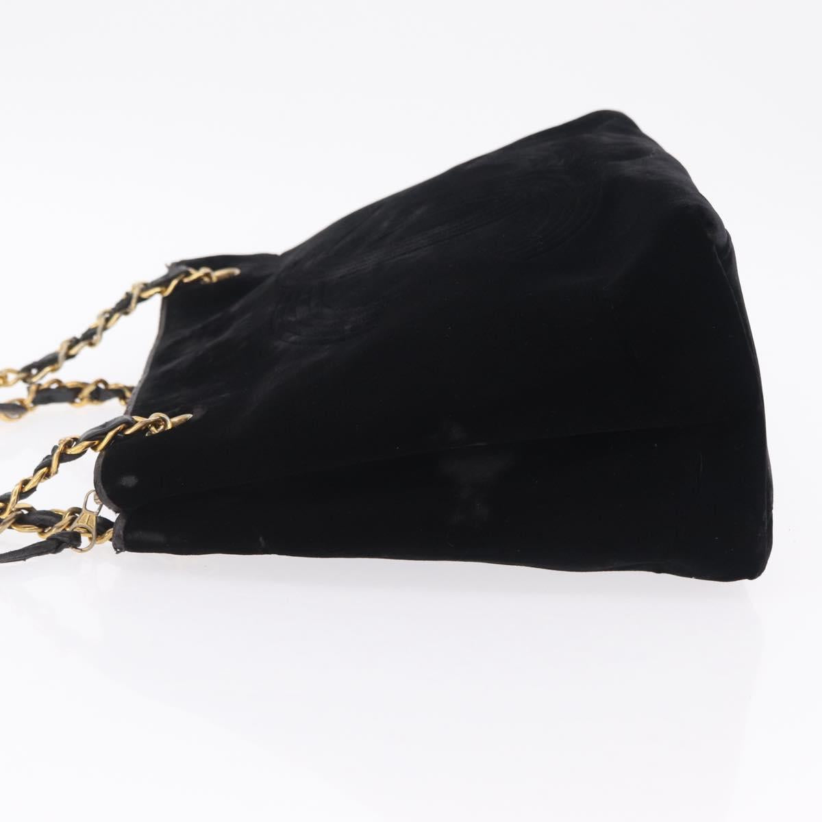 CHANEL COCO Mark Chain Shoulder Bag Velor Black Gold Tone CC Auth BA16599A