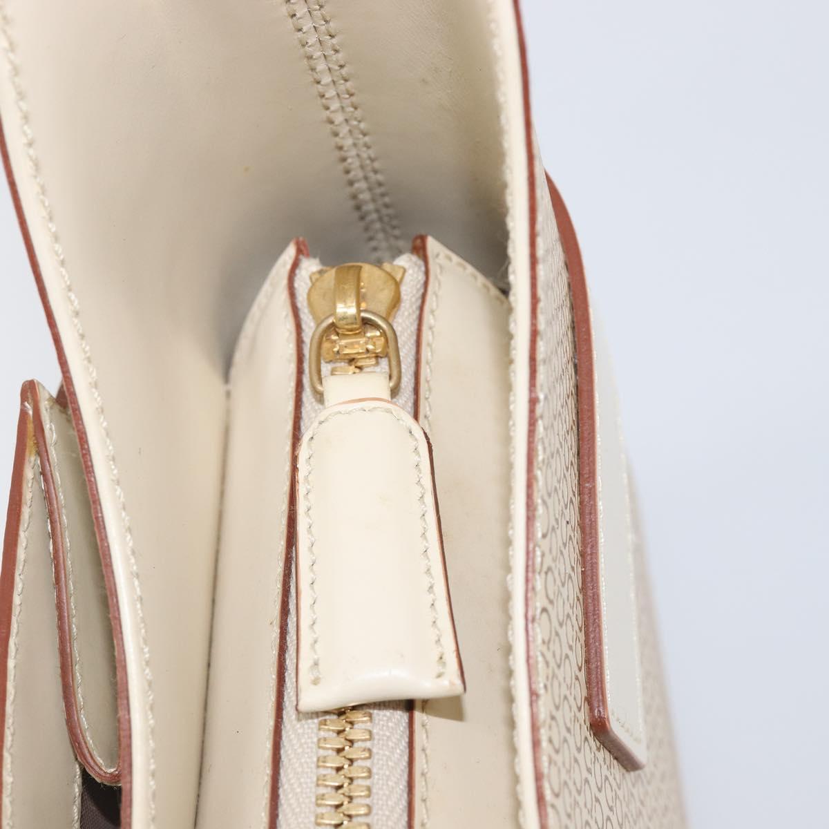 Salvatore Ferragamo Gancini Hand Bag Leather Beige Gold Tone Auth BA16601A