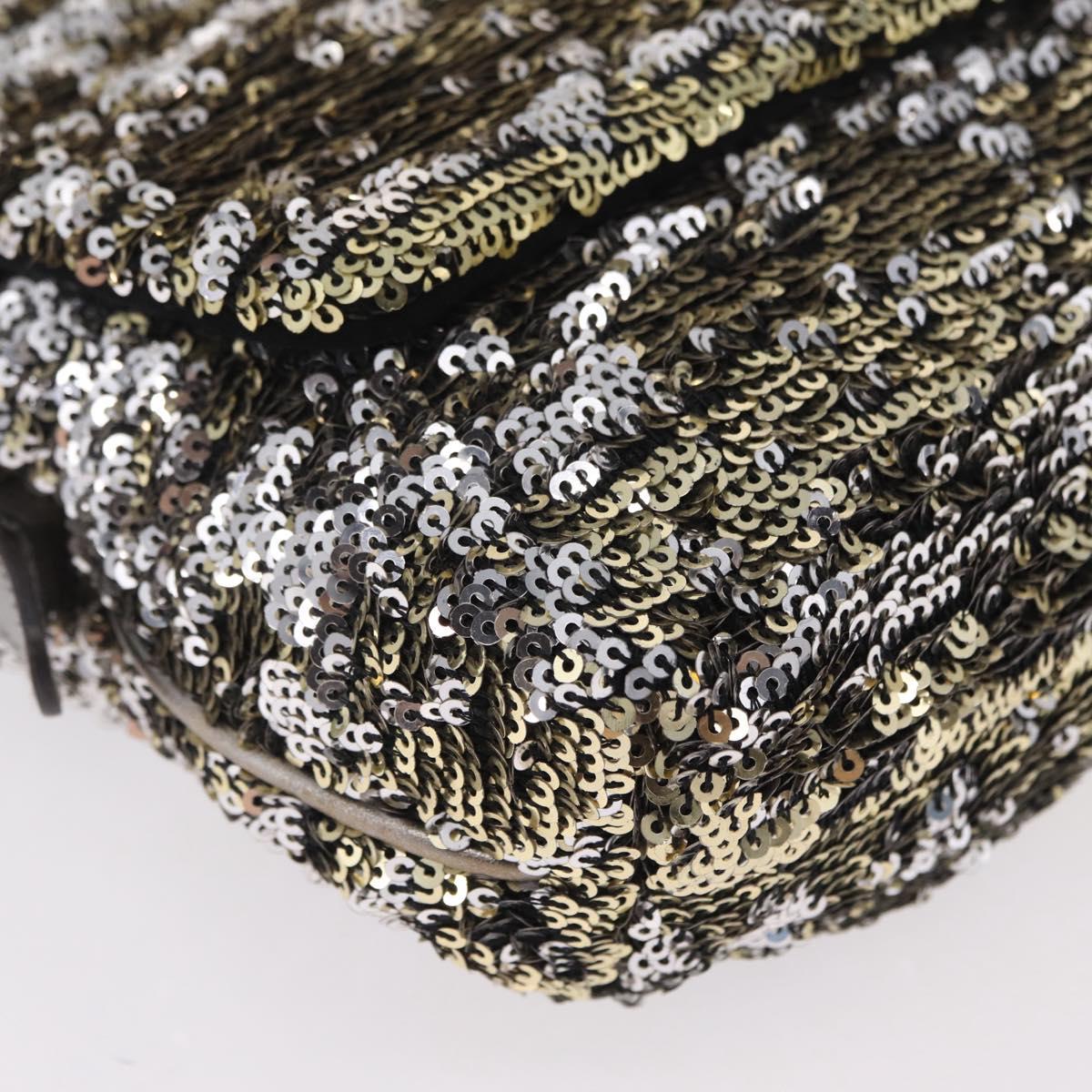 Dolce & Gabbana Miss Charles Chain Shoulder Bag Sequin Gold Silver Auth BA16606V