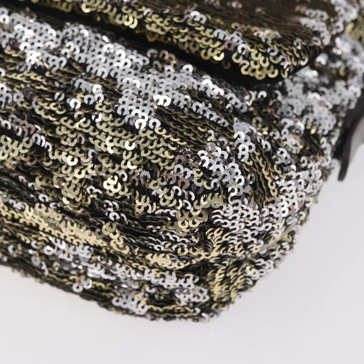Dolce & Gabbana Miss Charles Chain Shoulder Bag Sequin Gold Silver Auth BA16606V