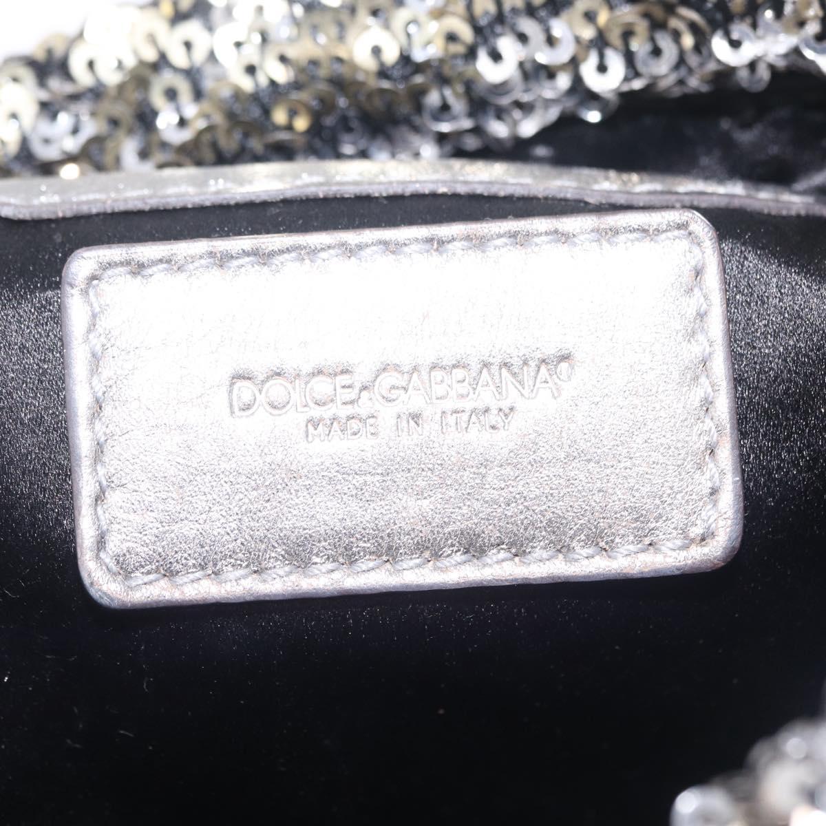 Dolce & Gabbana Miss Charles Chain Shoulder Bag Sequin Gold Silver Auth BA16606V