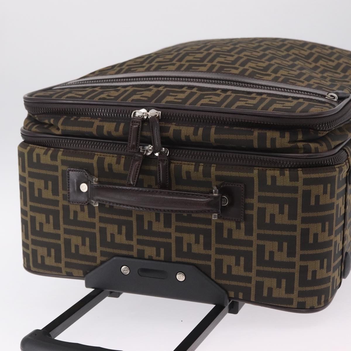 FENDI Zucca Canvas Suitcase Black Silver Auth BA16609V