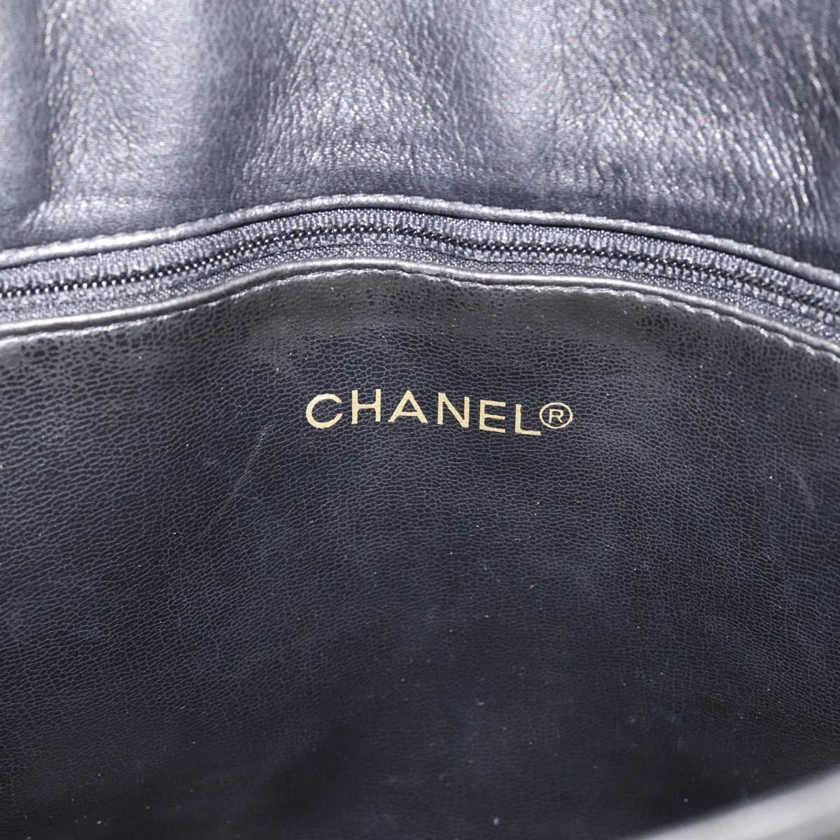 CHANEL Matelasse Chain Shoulder Bag Leather Black Gold Tone CC Auth BA16612