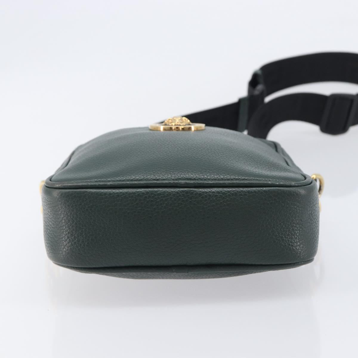 VERSACE Shoulder Bag Leather Khaki Gold Tone Auth BA16614A