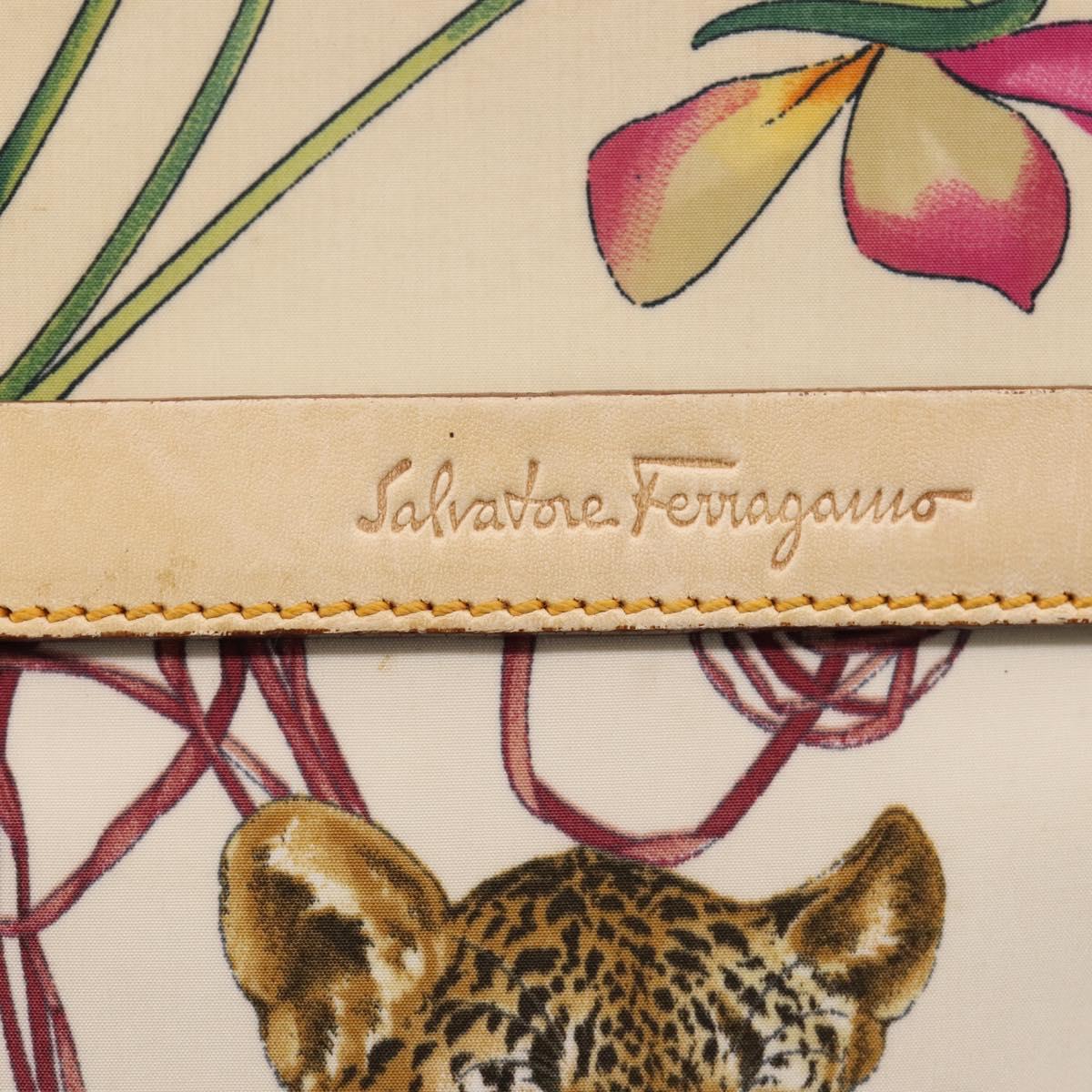 Salvatore Ferragamo Tote Bag Nylon Orange Gold Tone Auth BA16617