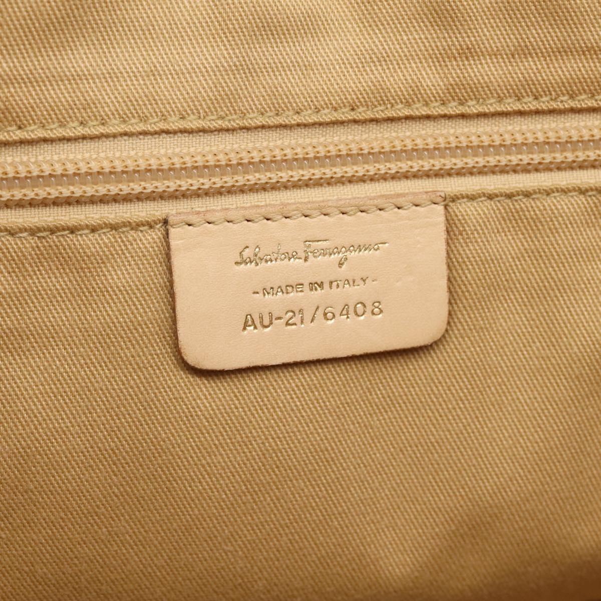 Salvatore Ferragamo Tote Bag Nylon Orange Gold Tone Auth BA16617