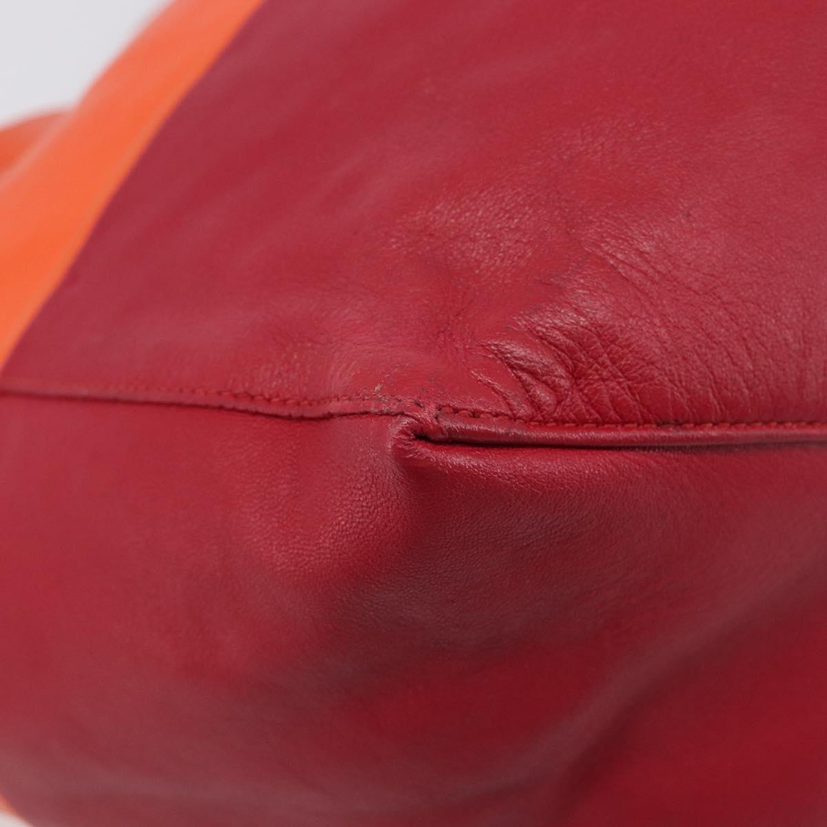 CELINE Horizontal Cabas Tote Bag Leather Orange Gold Tone Auth BA16620A