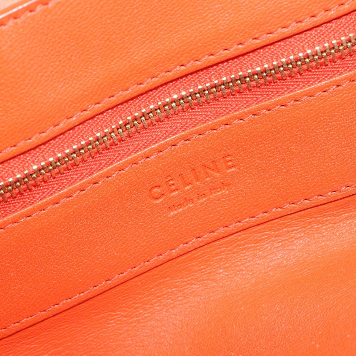 CELINE Horizontal Cabas Tote Bag Leather Orange Gold Tone Auth BA16620A