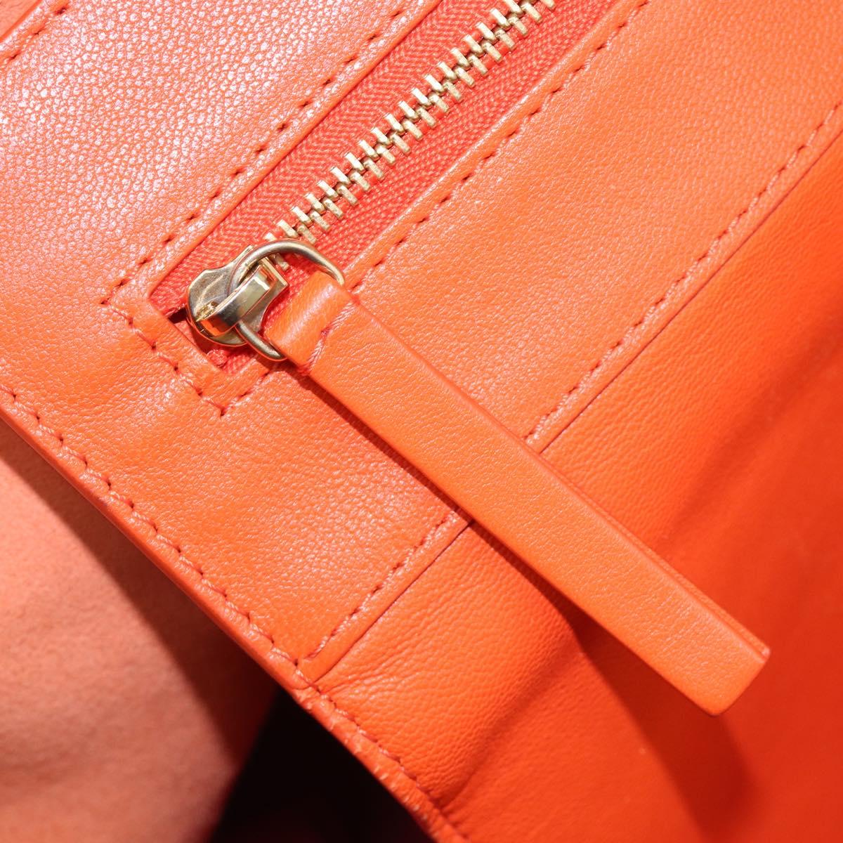 CELINE Horizontal Cabas Tote Bag Leather Orange Gold Tone Auth BA16620A