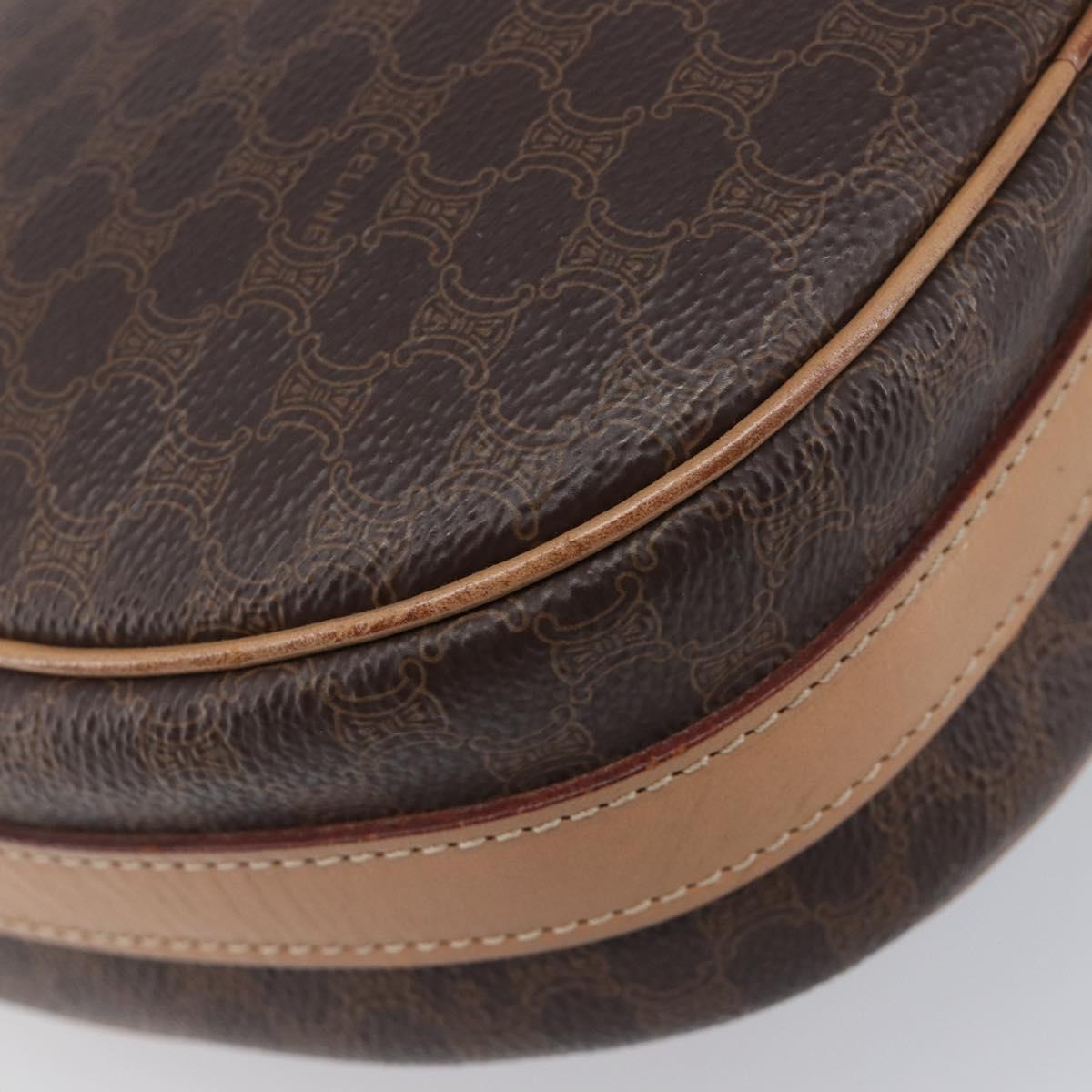 CELINE Macadam Shoulder Bag PVC Brown Gold Tone Auth BA16621
