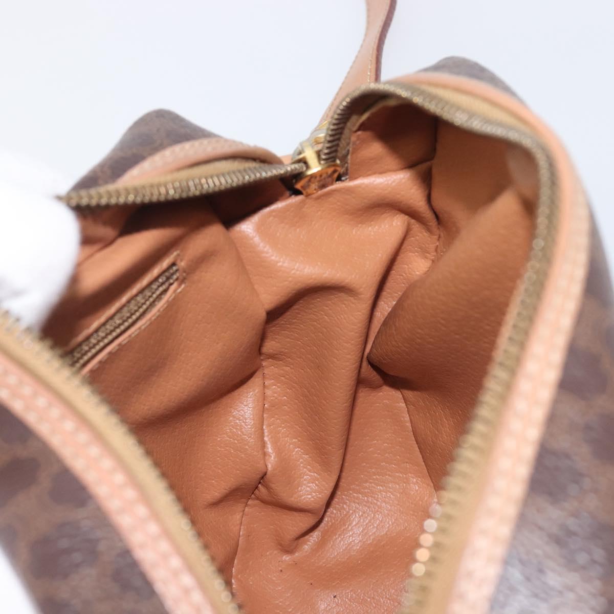 CELINE Macadam Shoulder Bag PVC Brown Gold Tone Auth BA16621