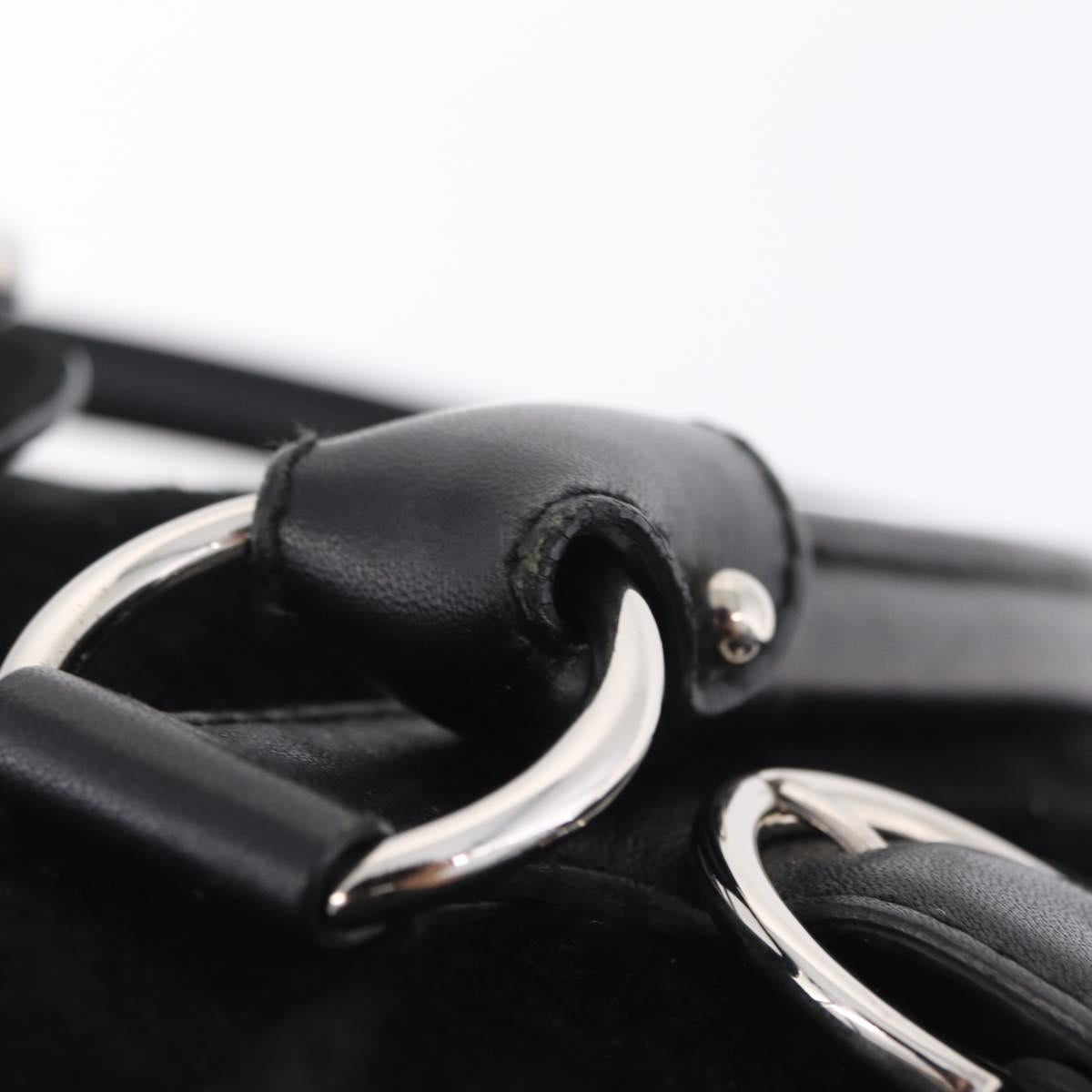 Salvatore Ferragamo Gancini Tote Bag Suede Black Silver Auth BA16622V