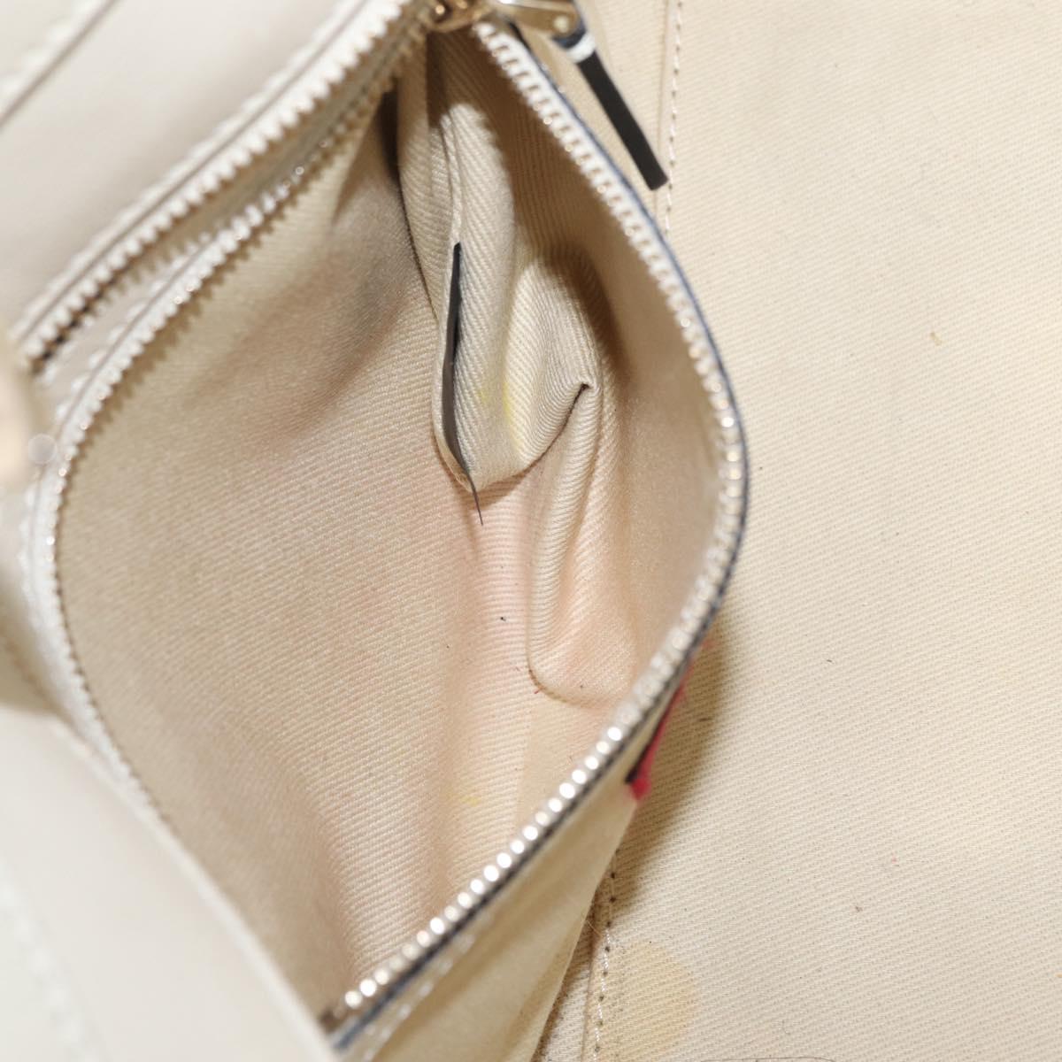 Valentino Rock Studs Tote Bag Leather 2way White Gold Tone Auth BA16624A