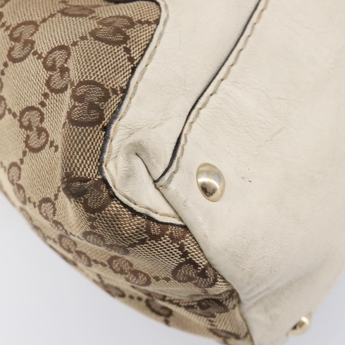 GUCCI GG Canvas Horsebit Tote Bag Beige Gold Tone 189890 Auth BA16625