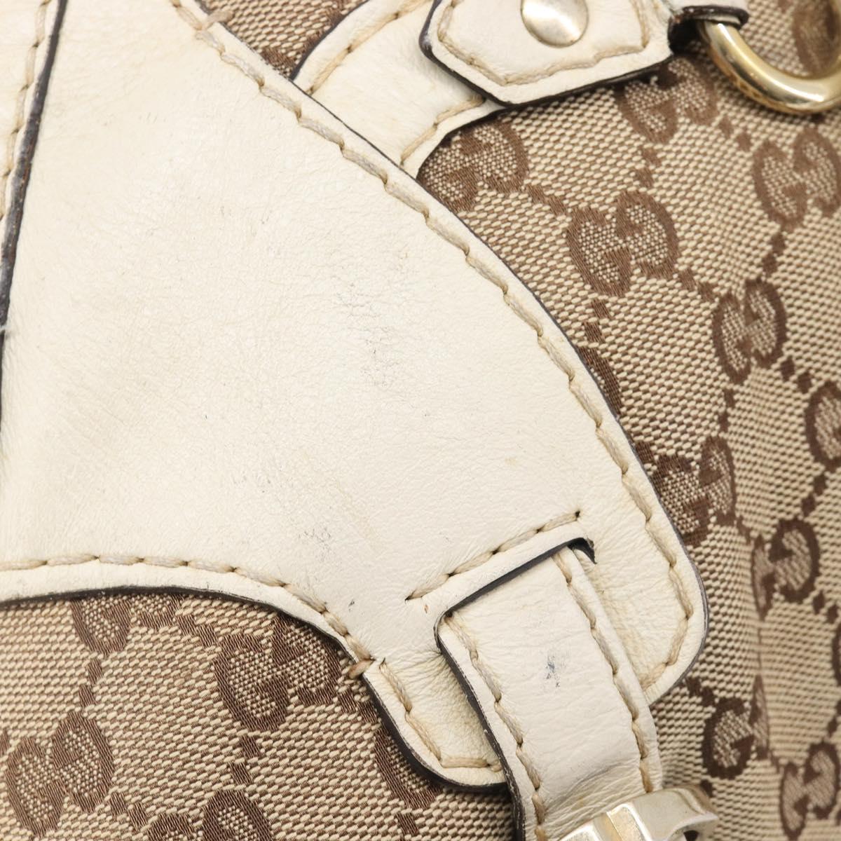 GUCCI GG Canvas Horsebit Tote Bag Beige Gold Tone 189890 Auth BA16625