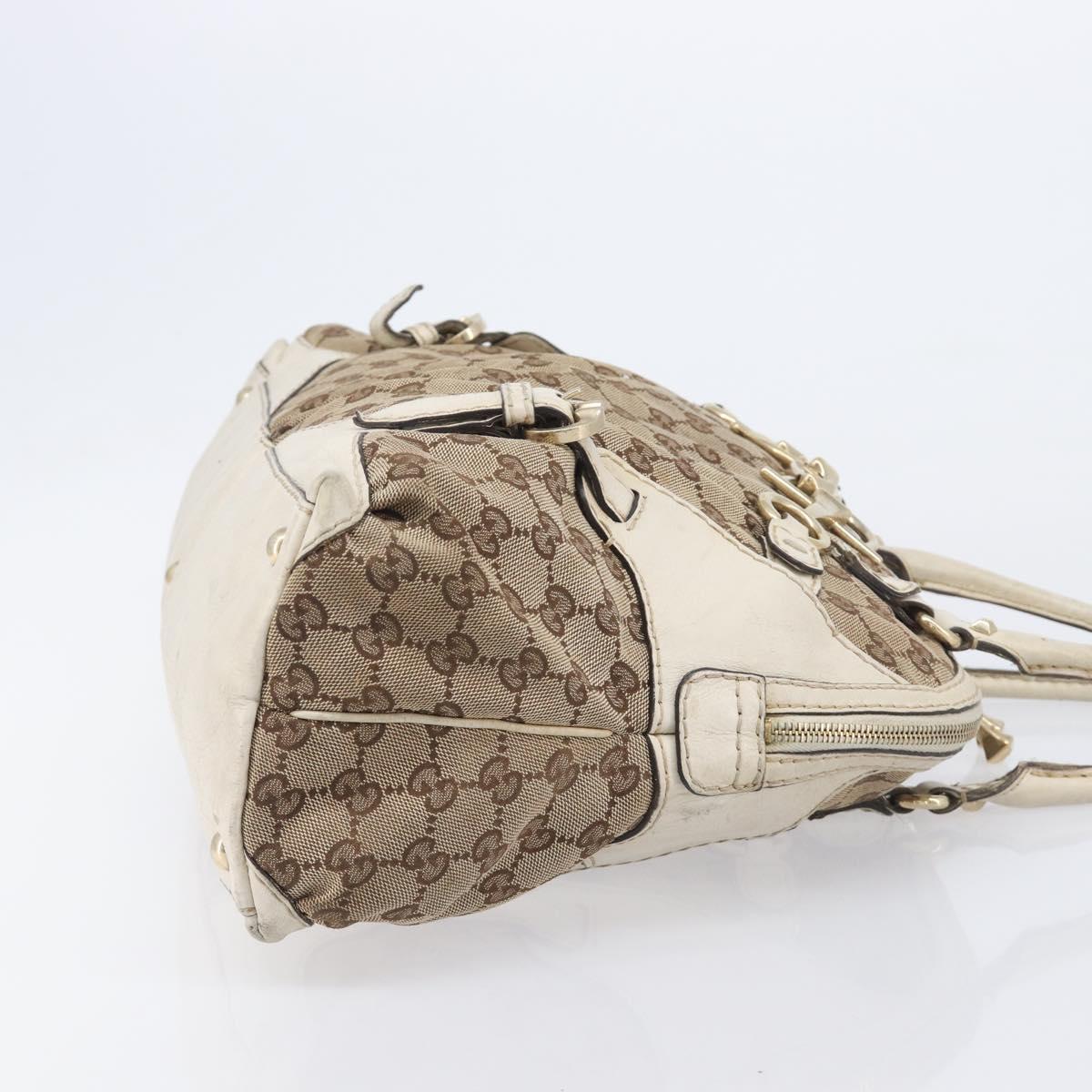 GUCCI GG Canvas Horsebit Tote Bag Beige Gold Tone 189890 Auth BA16625