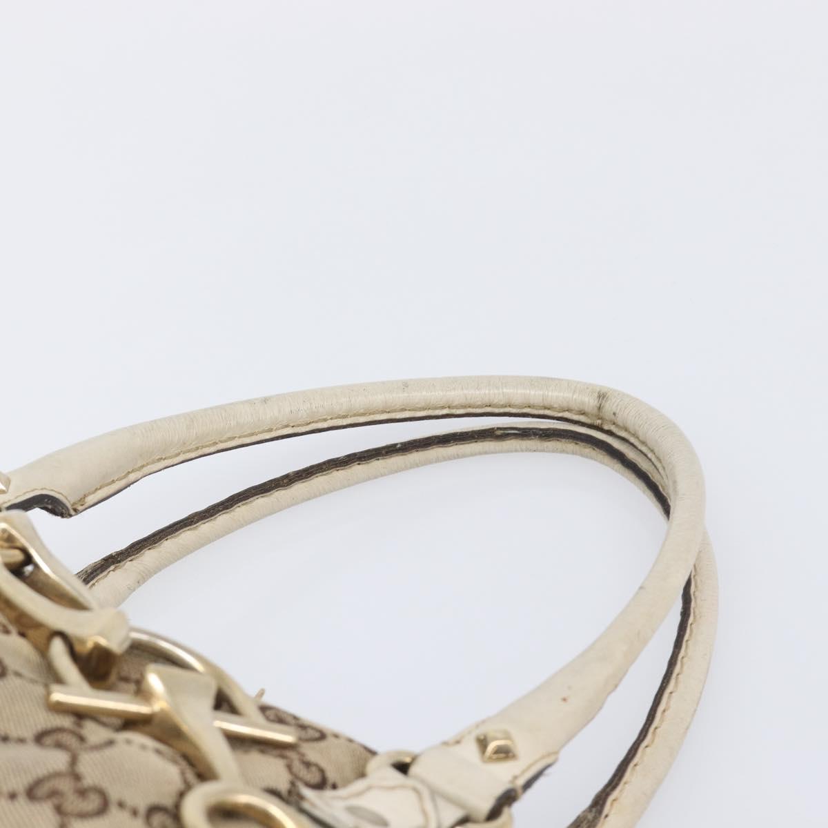 GUCCI GG Canvas Horsebit Tote Bag Beige Gold Tone 189890 Auth BA16625