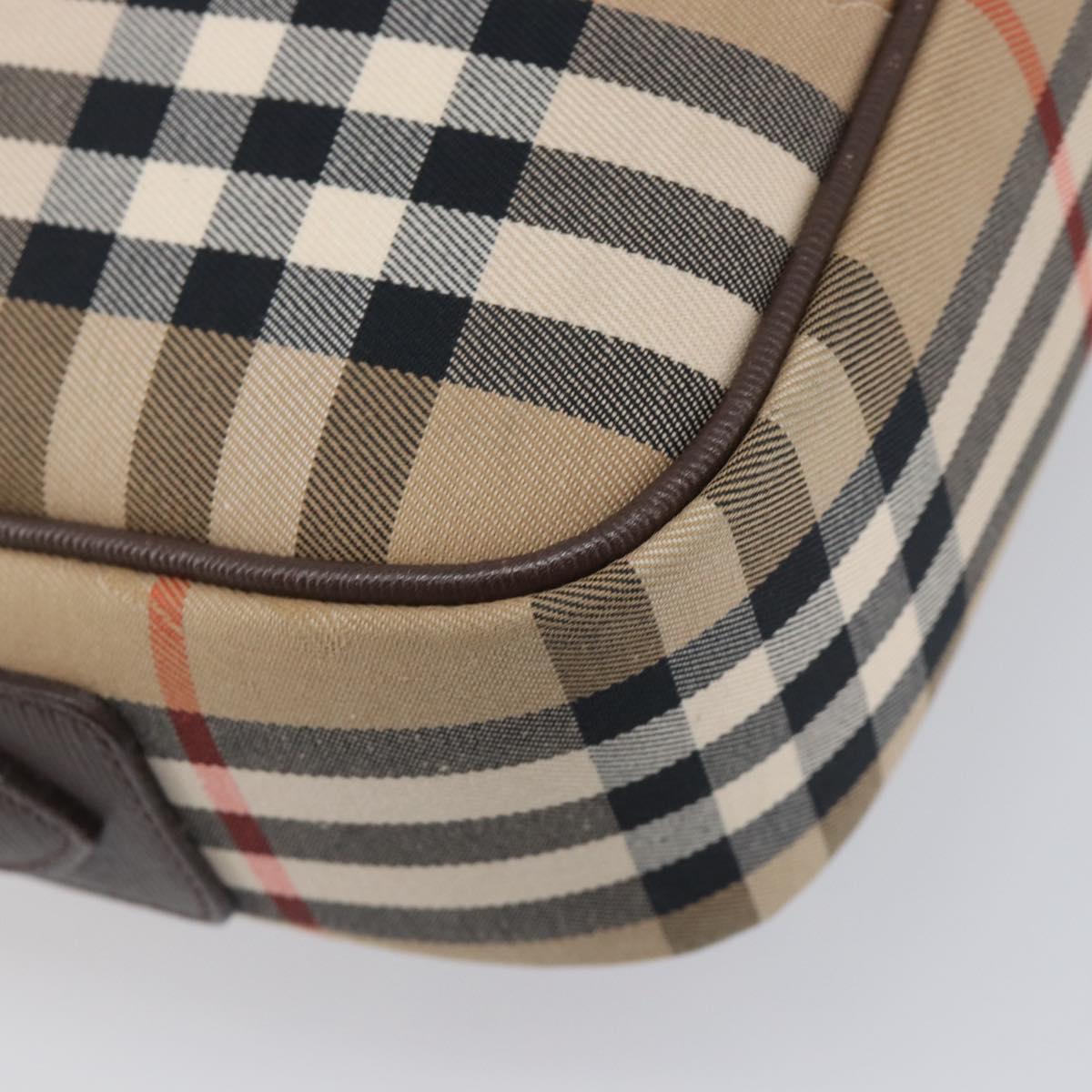 Burberrys Nova Check Shoulder Bag Canvas Beige Gold Tone Auth BA16626