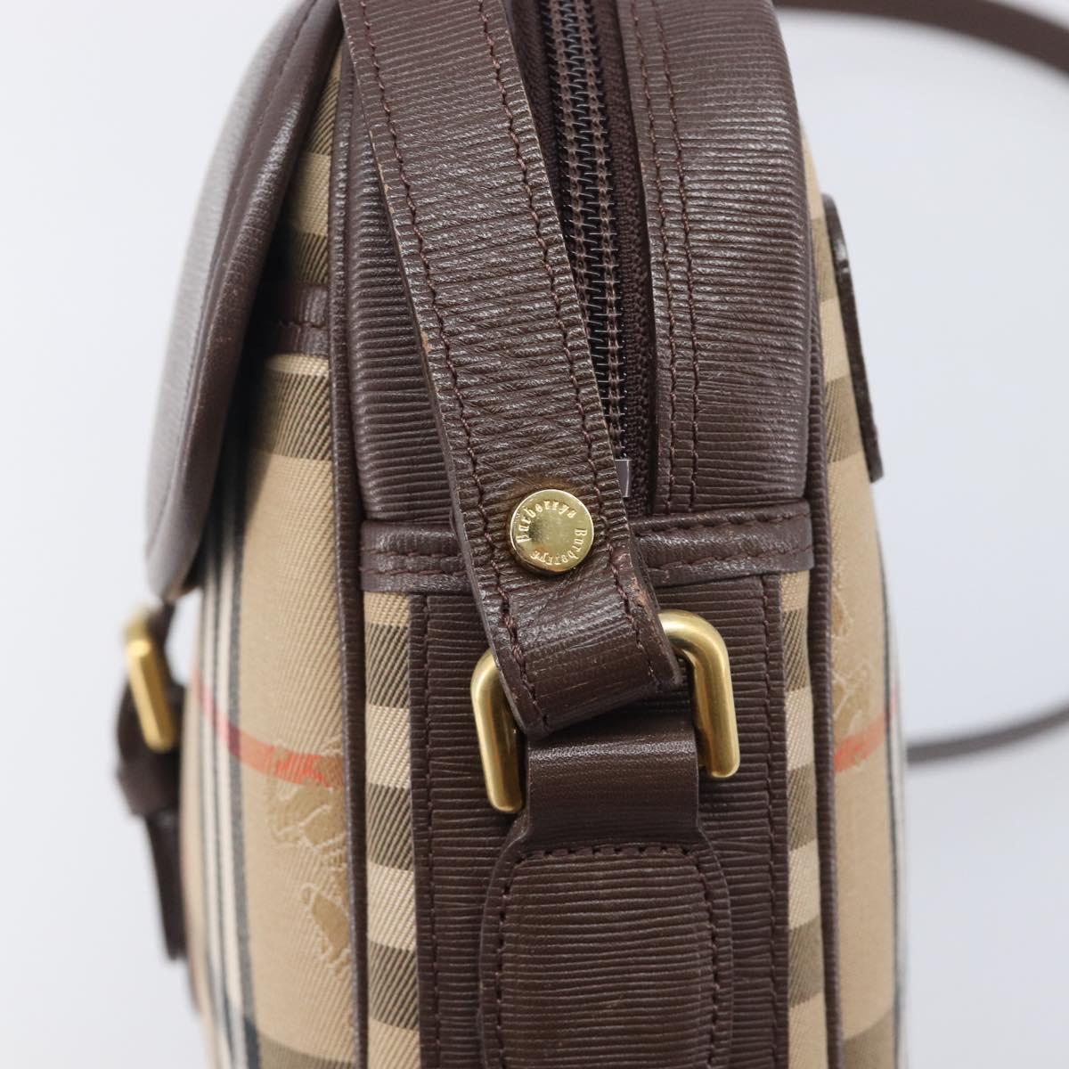 Burberrys Nova Check Shoulder Bag Canvas Beige Gold Tone Auth BA16626
