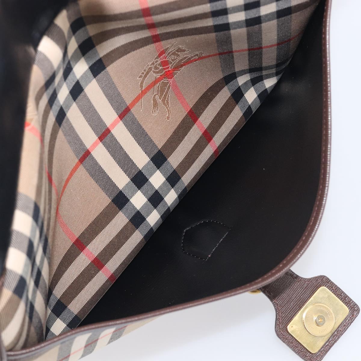 Burberrys Nova Check Shoulder Bag Canvas Beige Gold Tone Auth BA16626