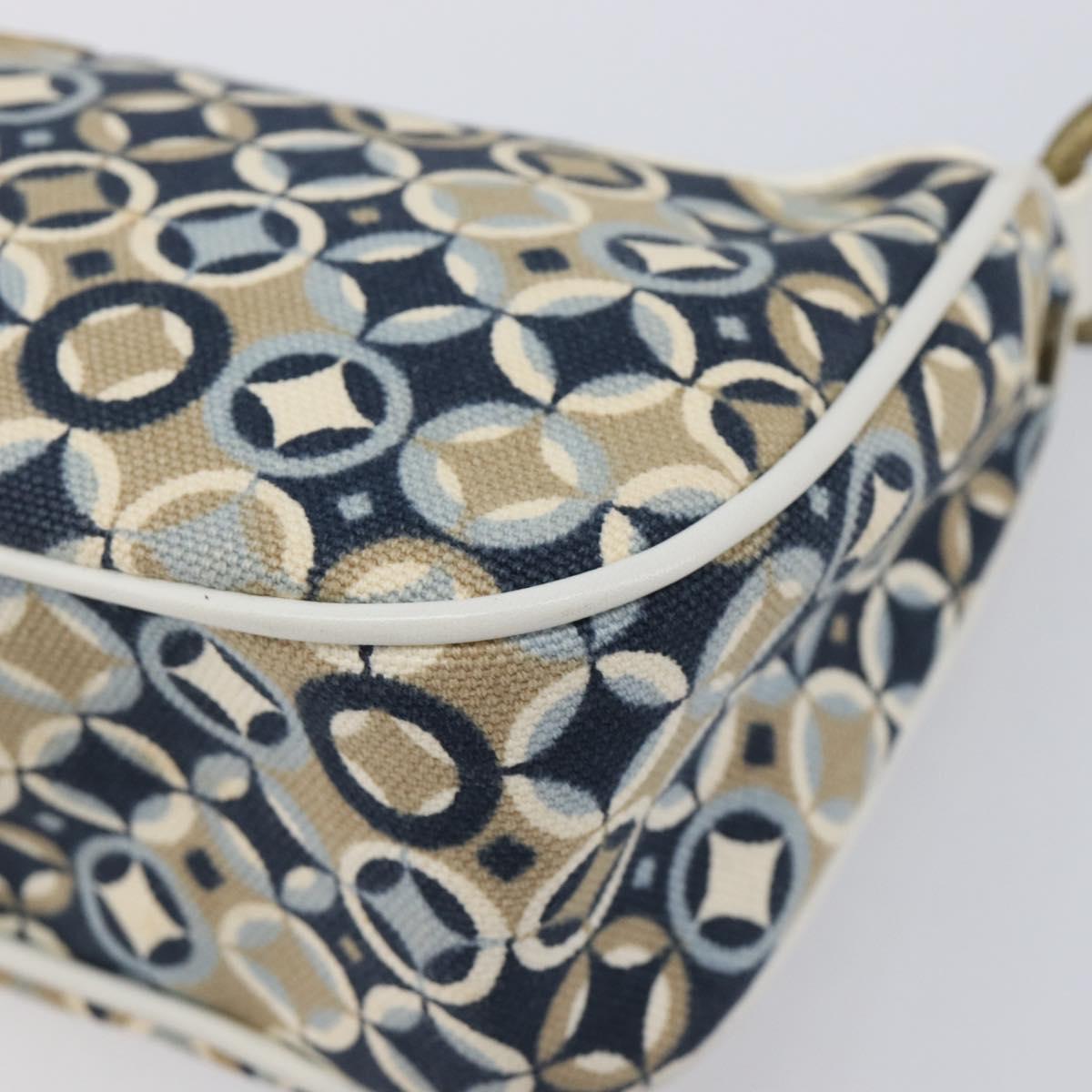 CELINE Hand Bag Canvas Navy Gold Tone Auth BA16627